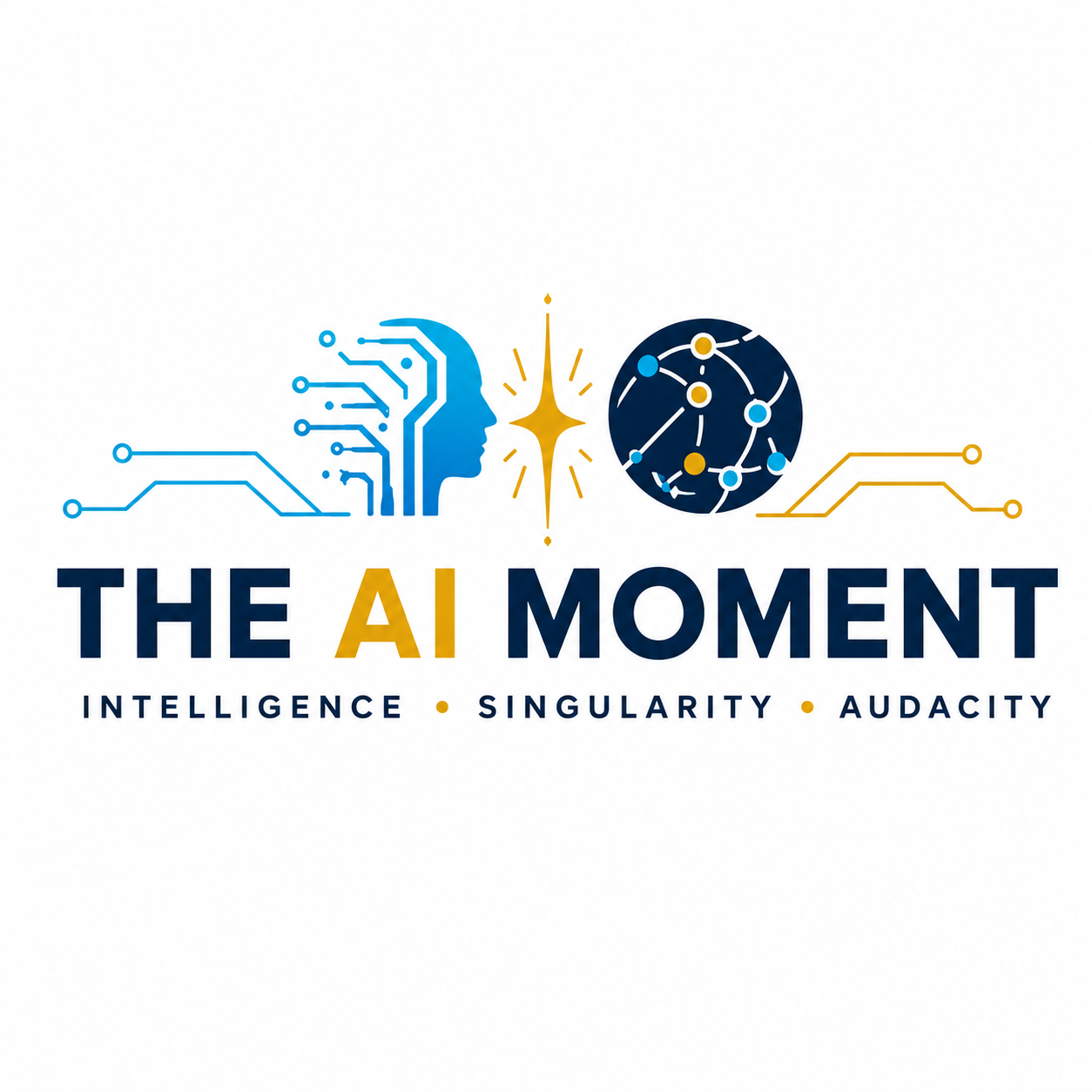 The AI Moment graphic connecting intelligence, singularity, and audacity